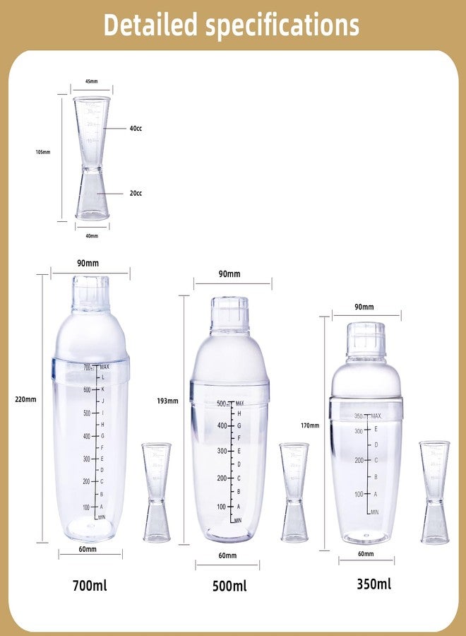 WELKOR Plastic Bar Cocktail Shaker with Measuring Jigger Set,Hand Drink Mixer Boba Tea Shaker Cup with Scales,Bar Tool Transparent Protein(350ML) - Image 5
